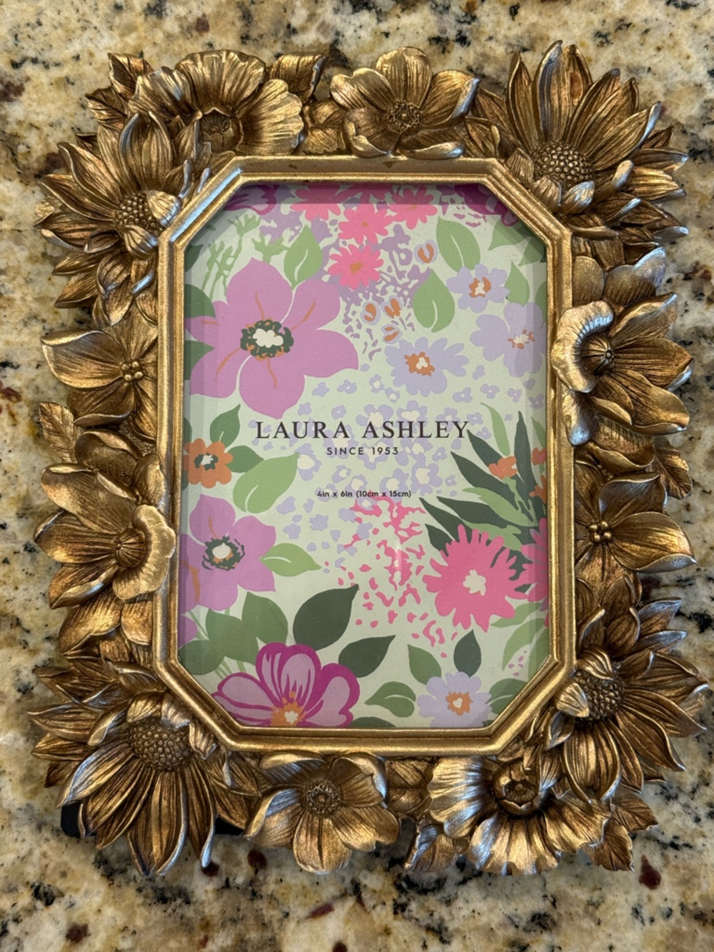 Laura Ashley Gold Floral Ornate Picture Frame NWT 4” x 6”
